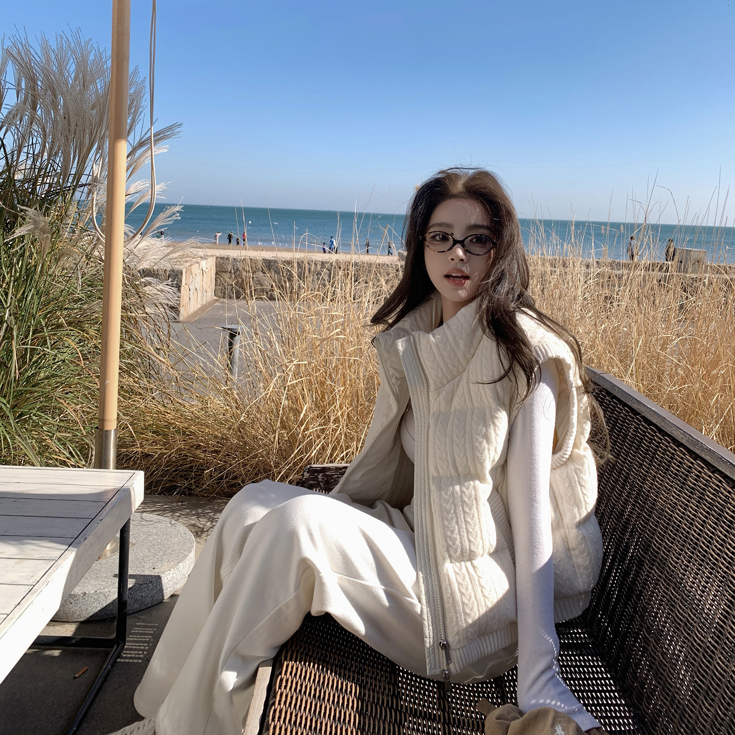 三星安心90白鸭绒 立领老钱绞花针织-女装羽绒服