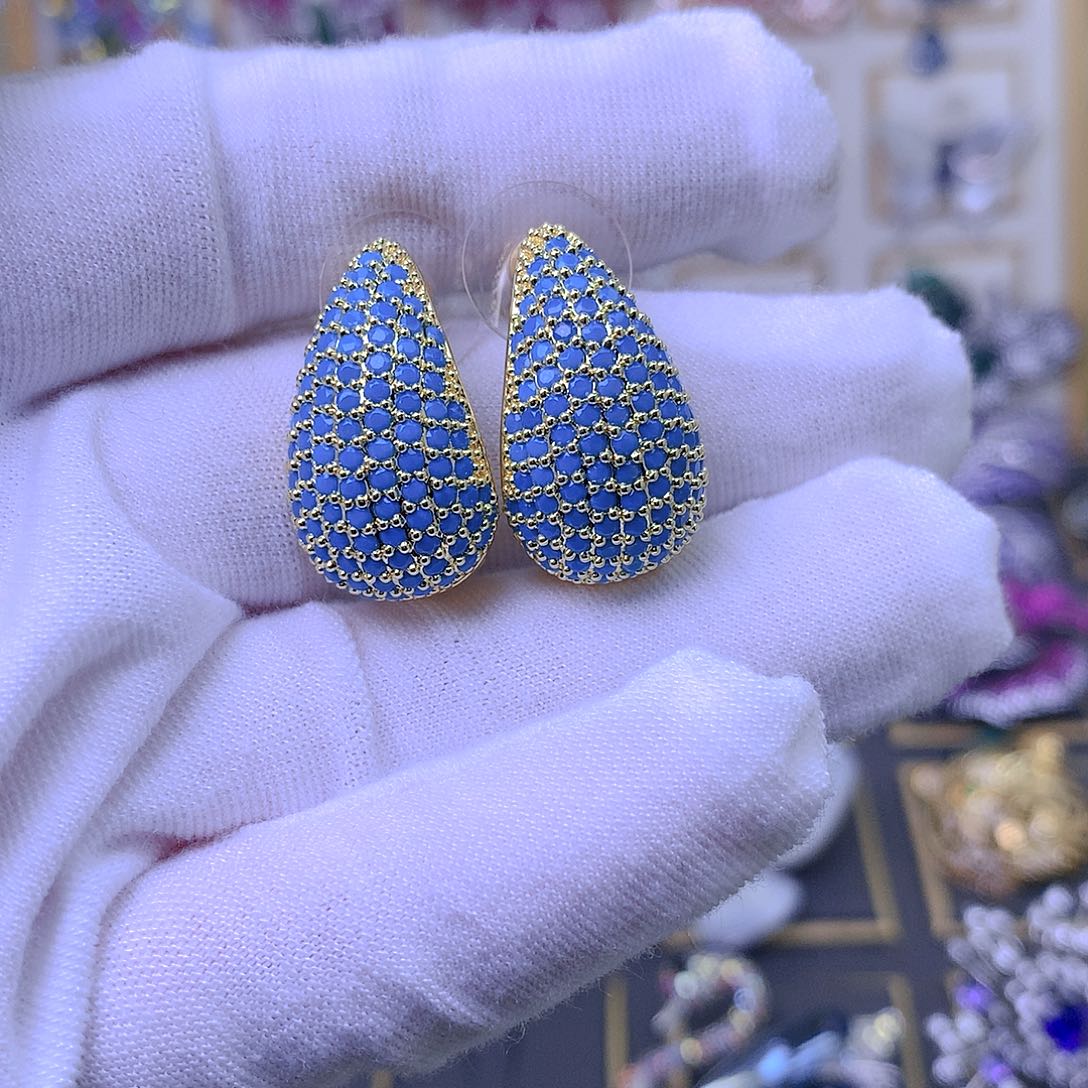 合成立方氧化锆铜耳环