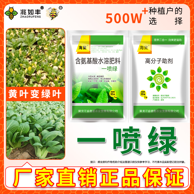 兆如丰黄叶一喷绿壮苗蔬菜叶绿素防落花落果营养液氨基酸水溶肥商品图