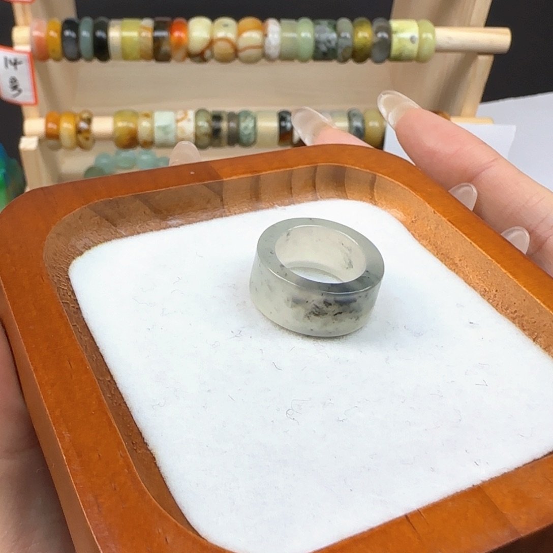 蛇纹石玉岫玉戒指默认微瑕内径16.7合金?*?