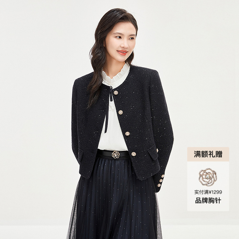 【绵羊毛】Koradior珂莱蒂尔商场同款2025精致气质香风短外套女