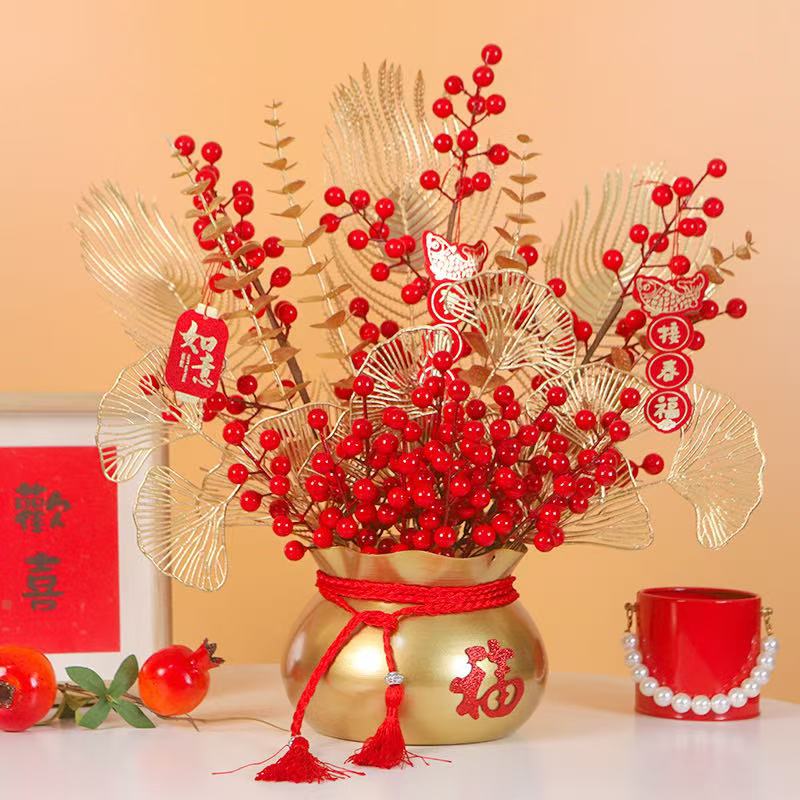 蛇年春节发财福桶桌面摆件2025新年装饰品氛围布置贺年元旦礼物 