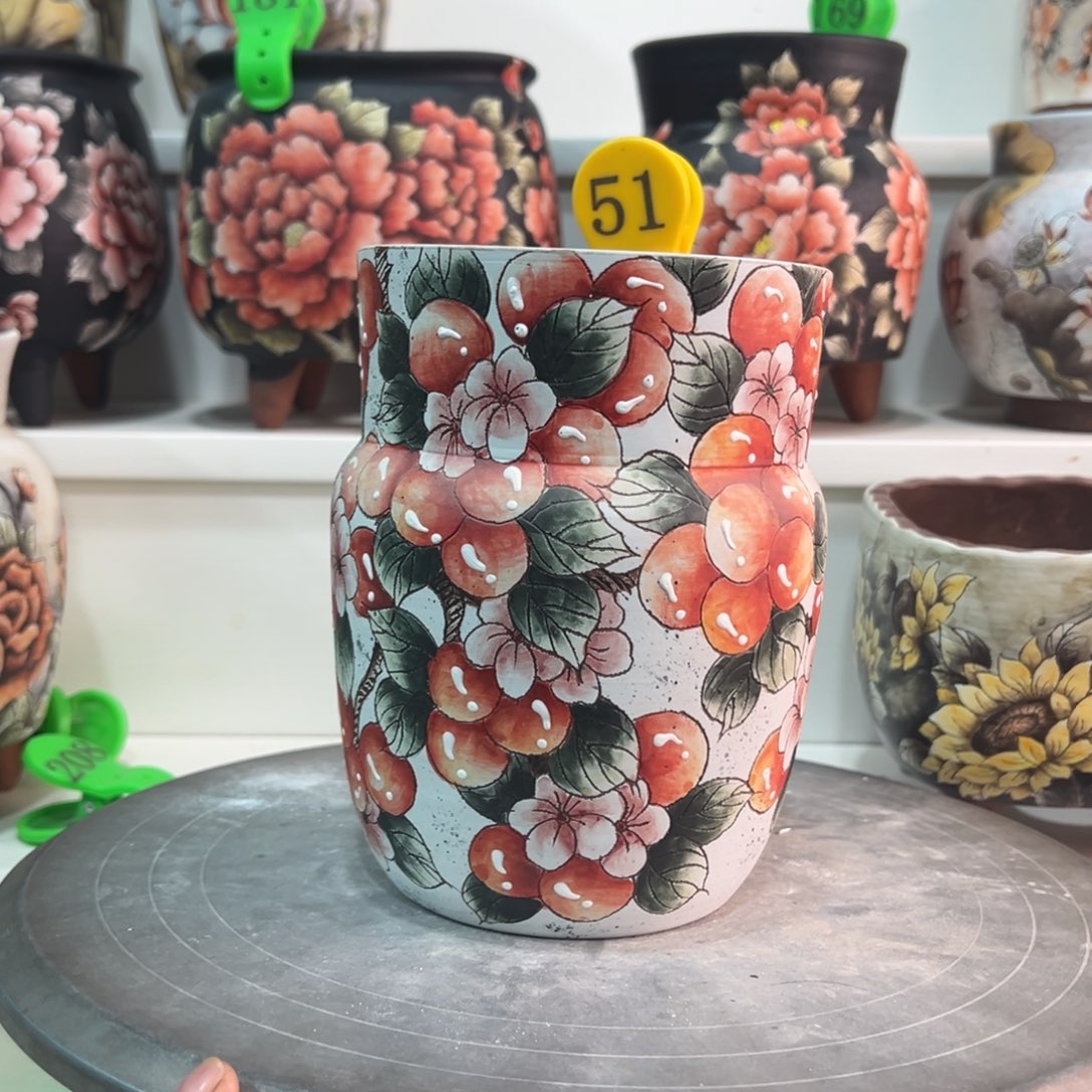 花盆紫砂手绘花盆51