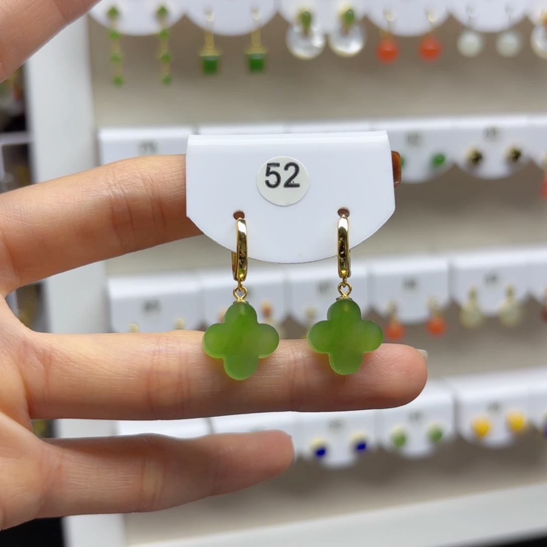 银S925镶嵌和田玉耳饰