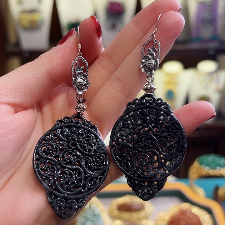 翡翠耳饰未镶嵌耳环