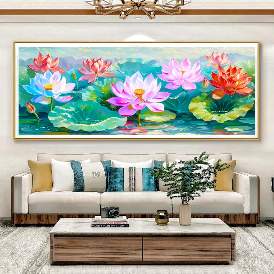 荷荷美美十字绣39色2025新款爆款高级感背景墙荷花年轻人新房子