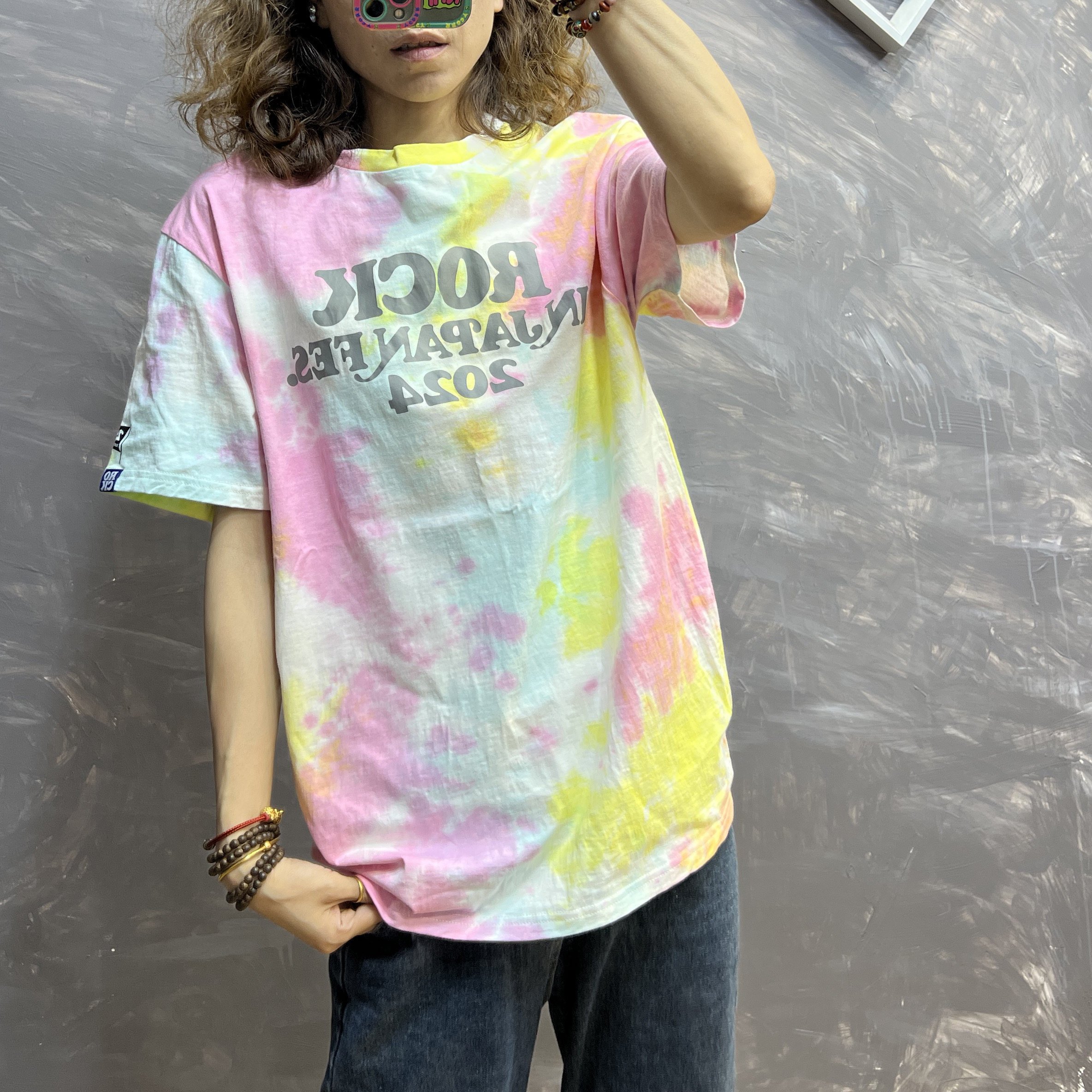 念北穿搭宽松中长款遮屁股设计感小众别致扎染短袖T恤上衣14