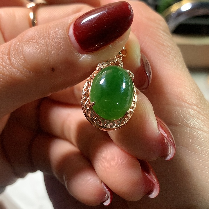 和田玉（碧玉）戒指银S925镶嵌