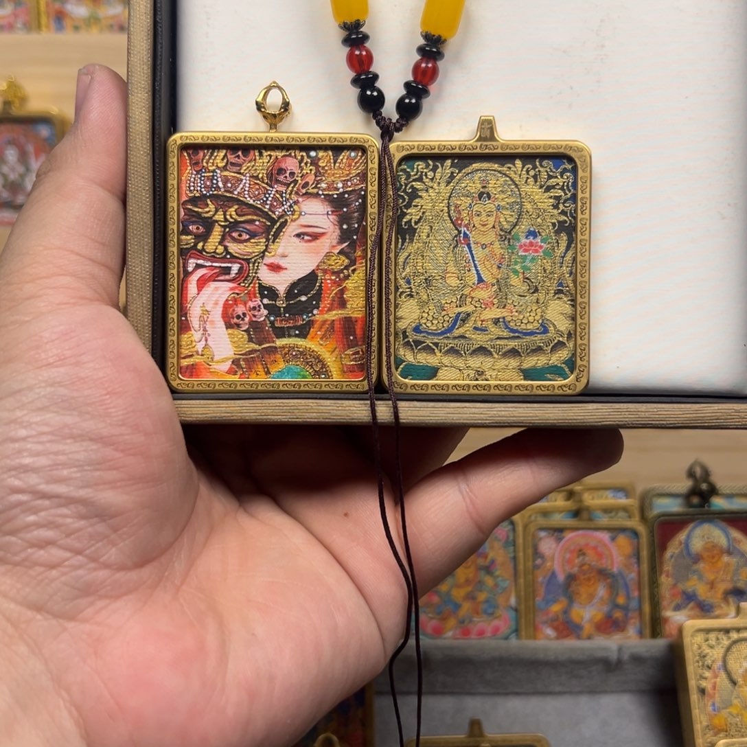 吊坠葫**亮扎基拉姆前世今生加虚空藏双面钛钢唐卡