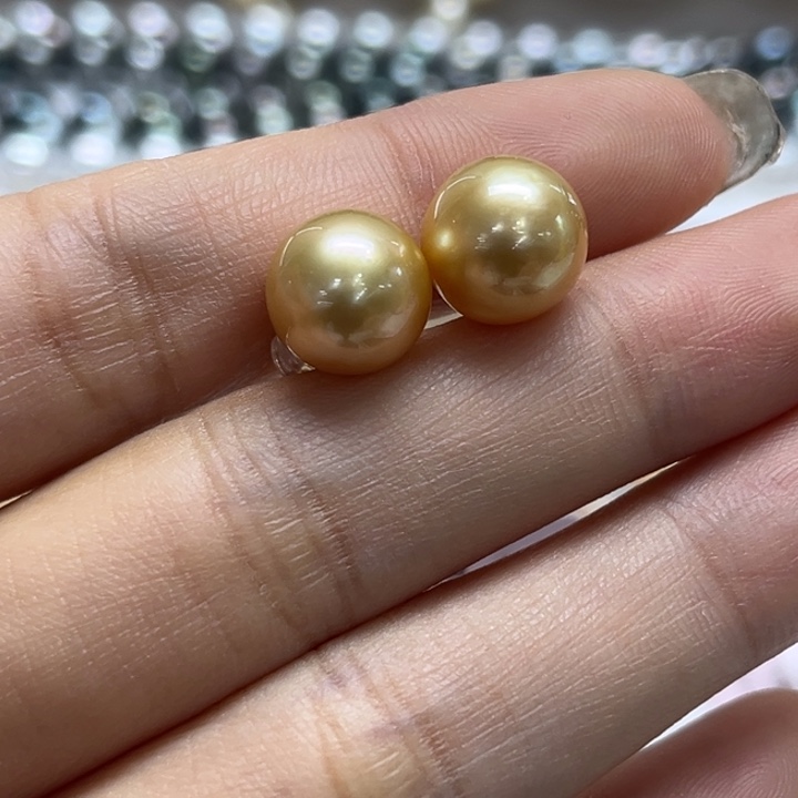 银S925镶嵌耳饰海水珍珠10-11mm12号