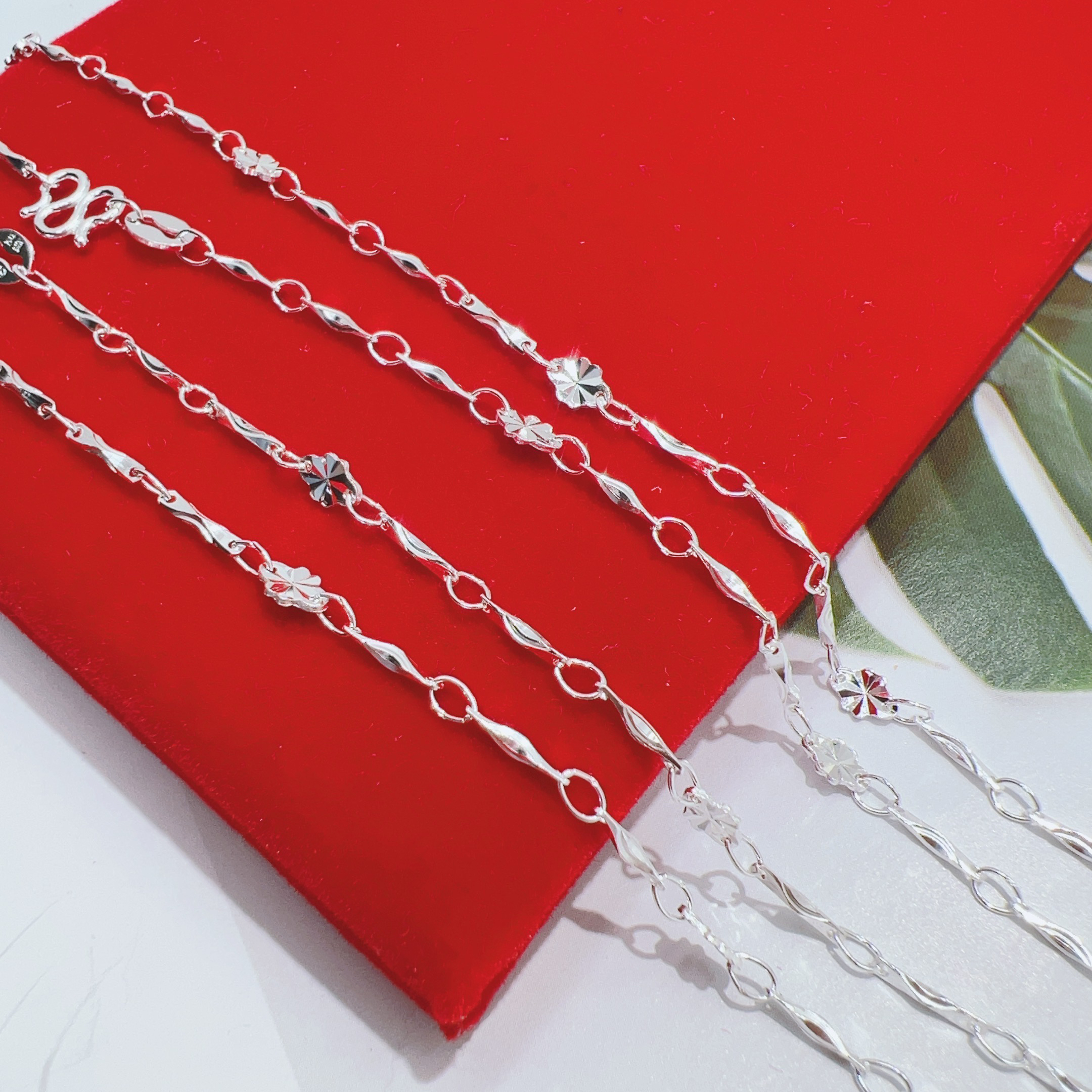 链子足银 足银元宝四叶草单链A131