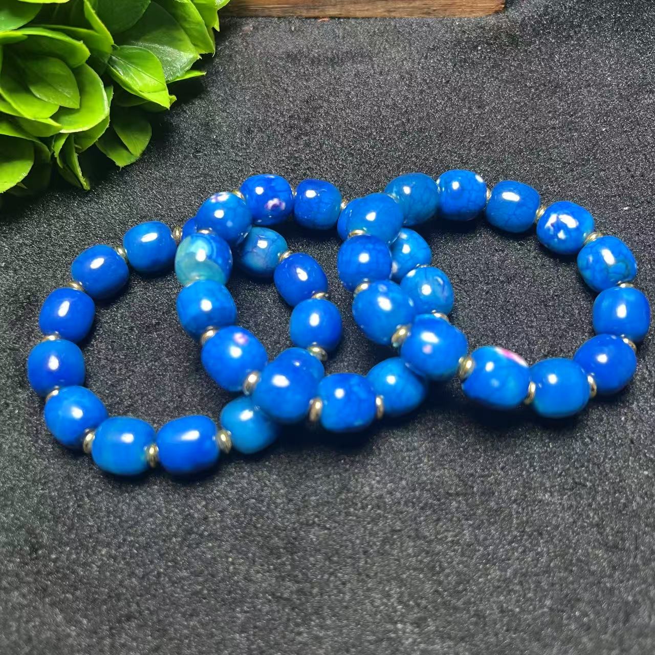 S7167【任会长珠宝】蓝血海灵芝蓝玛瑙玉蓝手串-多样性只发一件