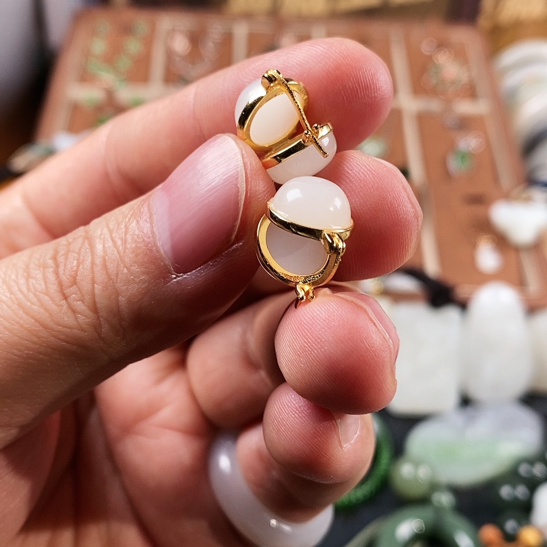 和田玉颈饰银S925镶嵌