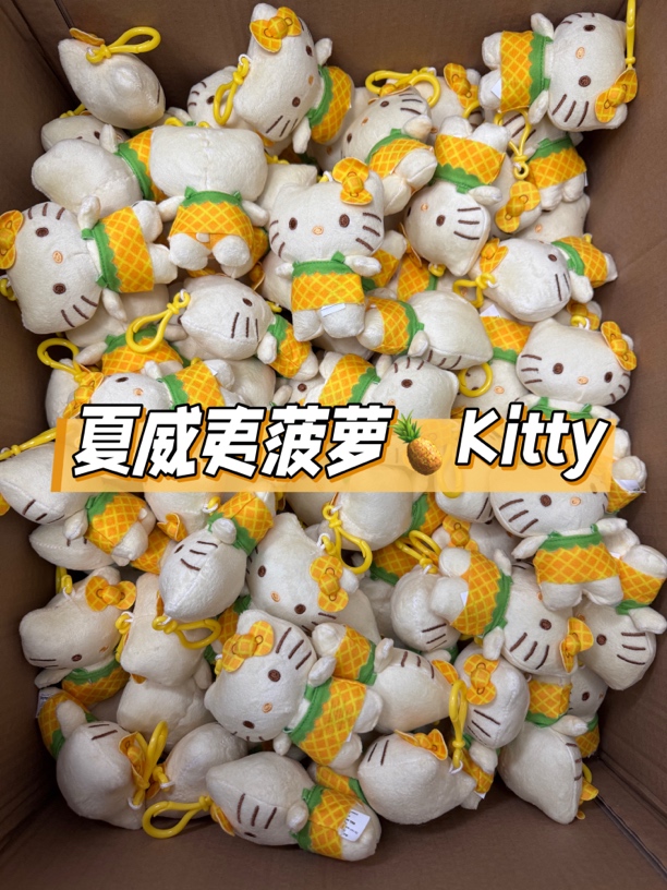 【夏日限定】夏威夷菠萝黑皮Kitty毛绒挂件