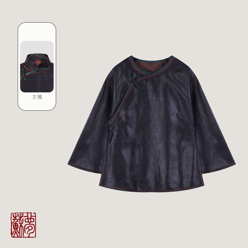 蘇夢【隐墨】香云纱圆领斜襟百搭实穿中式国风上衣01031633