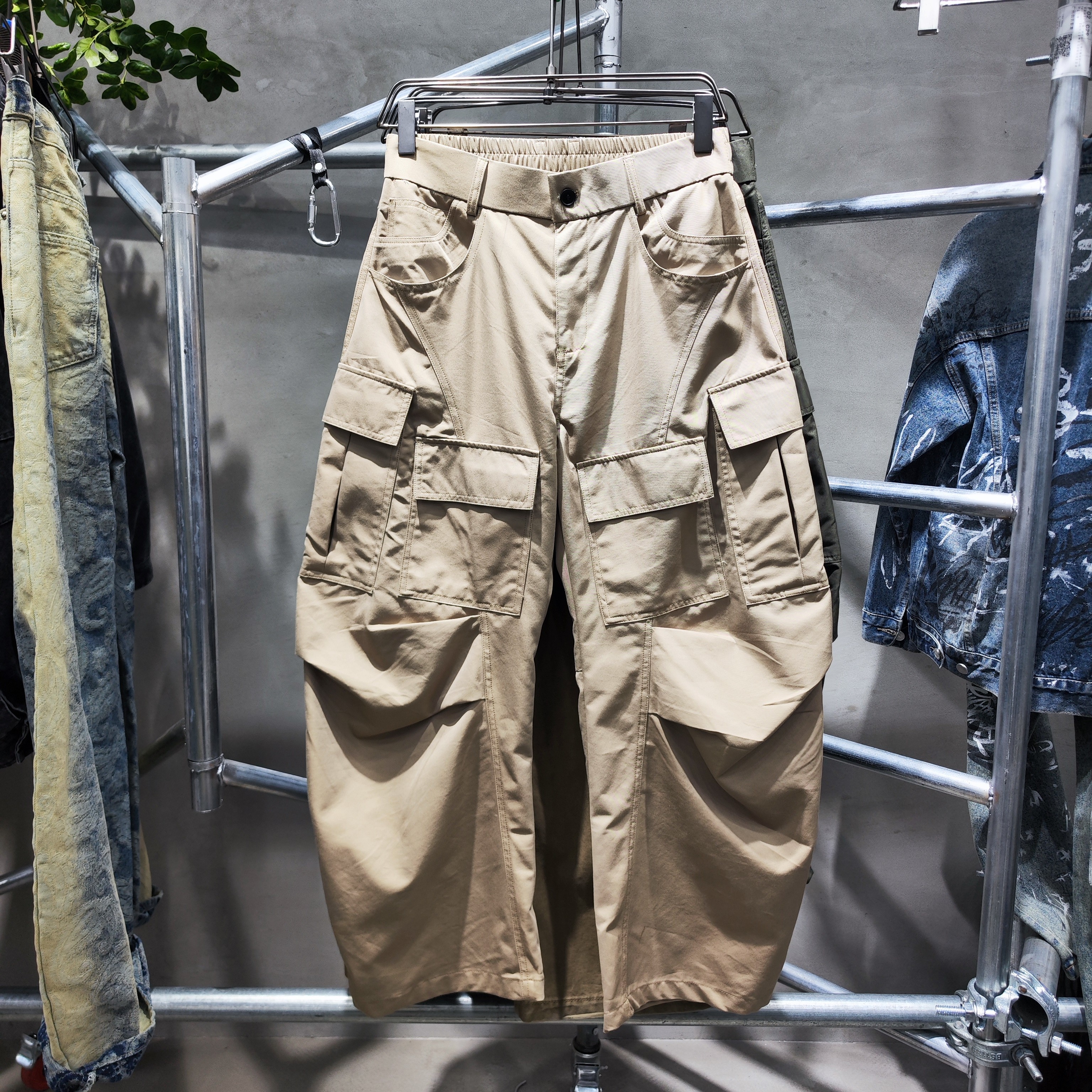 宫囍原创2710n | 秋季美式日系工装大弯刀立体剪裁宽松时尚休闲裤