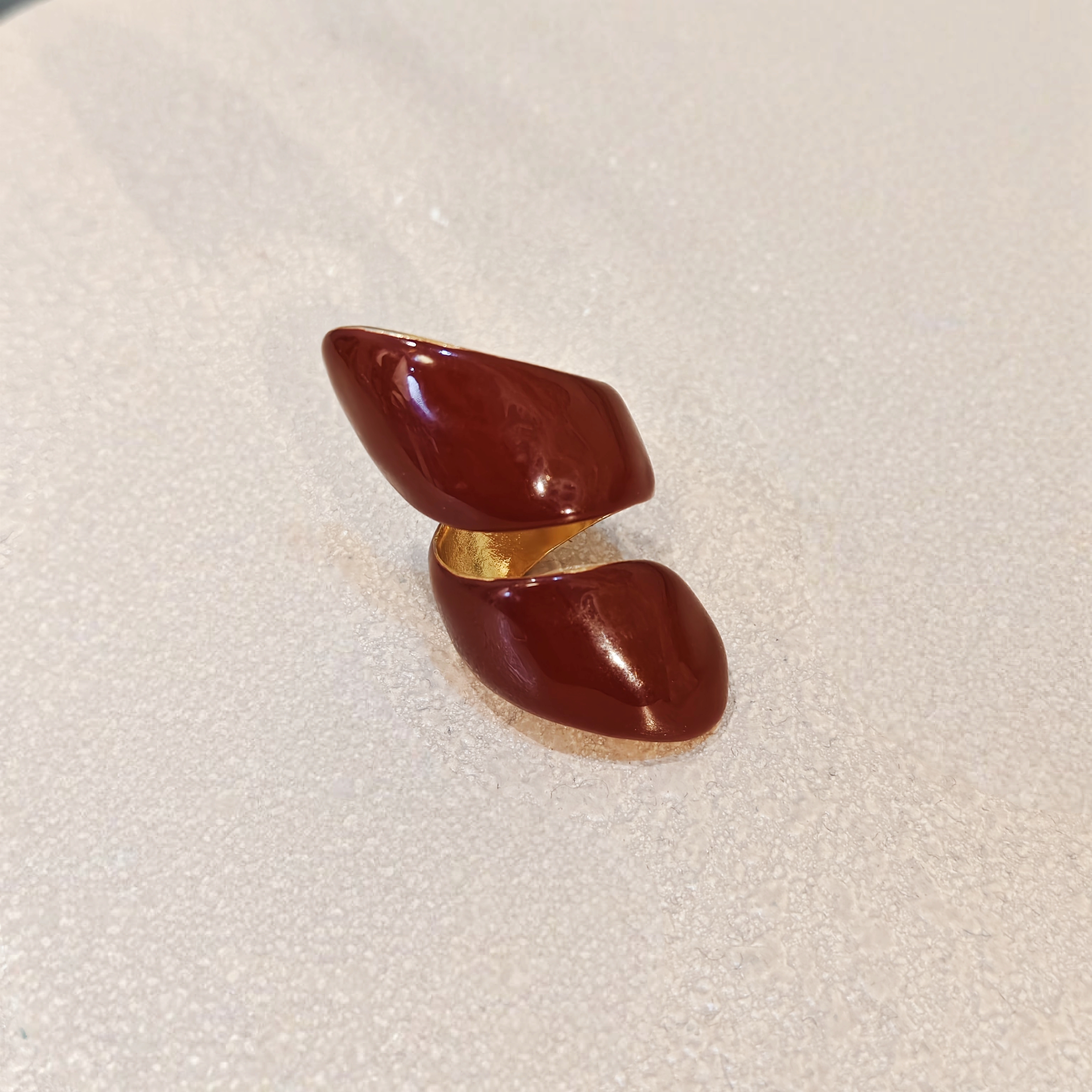 铜合金珐琅戒指 05362小众设计法式复古高级螺旋安哥拉红戒指