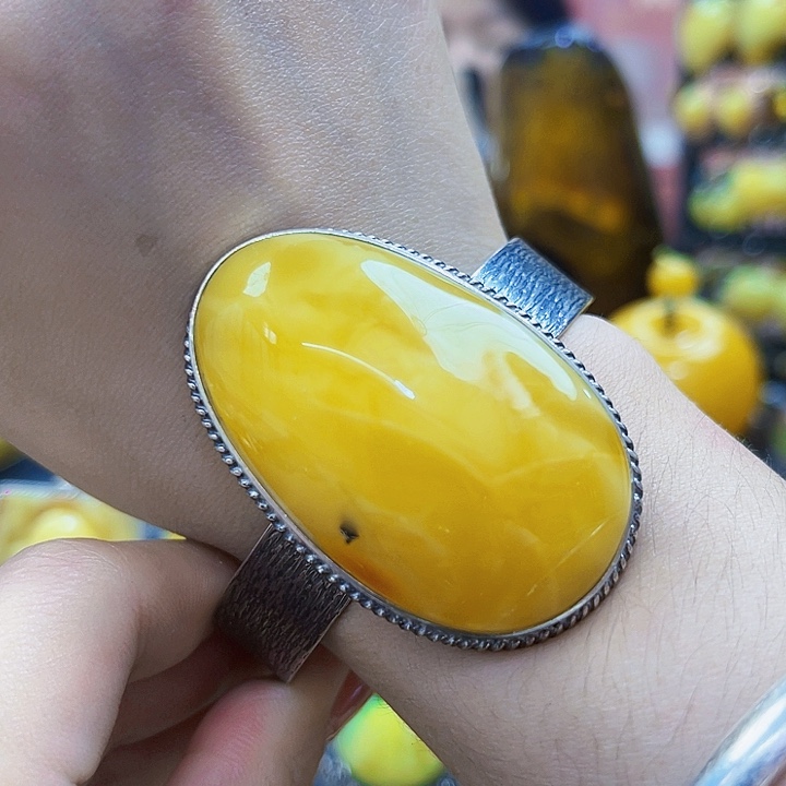 银S925镶嵌颈饰蜜蜡手镯