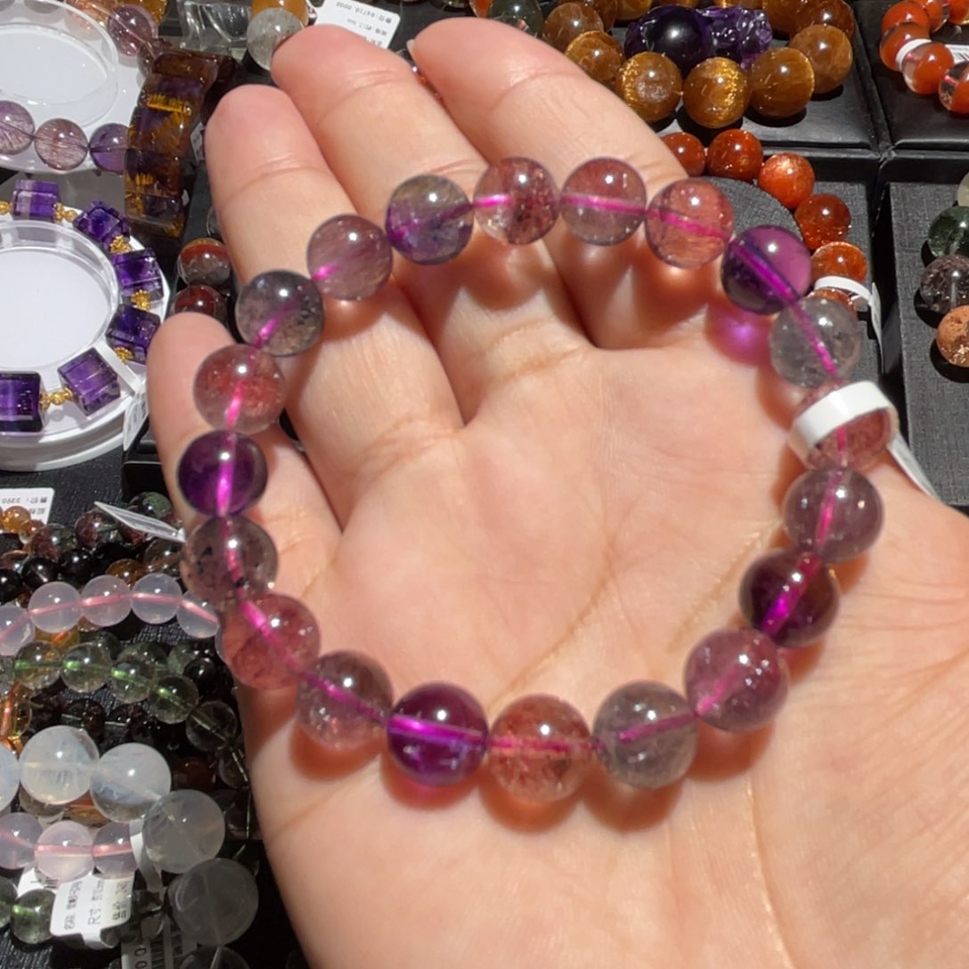 水晶手链未镶嵌桃*沐超七9mm左右