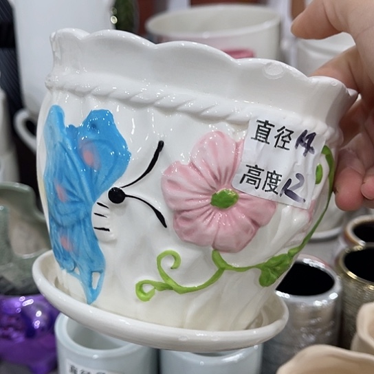 多肉绿植陶瓷花盆9.9包邮，有孔