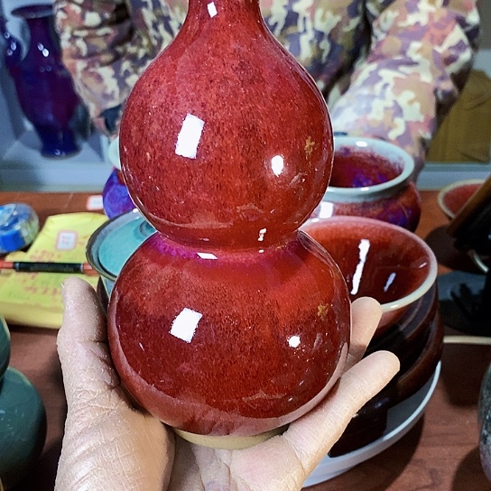 摆件杨*尚峰钧窑作品葫芦瓶