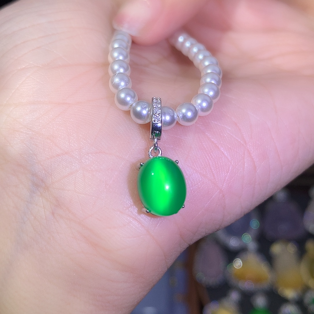 玛瑙/玉髓银S925镶嵌吊坠(不含链)