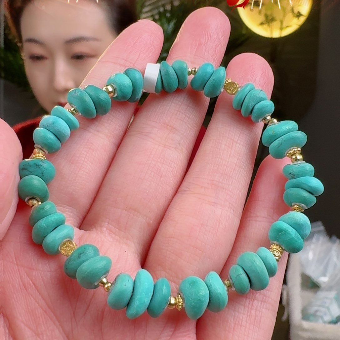 绿松石珠宝奇石18K金镶嵌