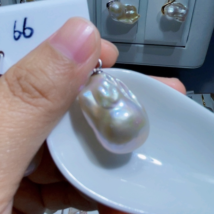 淡水珍珠吊坠(不含链)银S925镶嵌发*莎