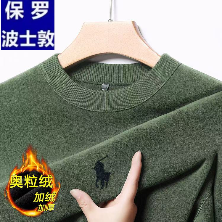 保罗·波士敦加绒加厚卫衣圆领保暖男装针织衫双面澳粒绒男装9958