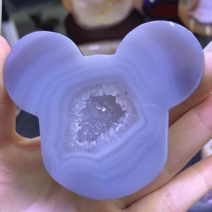 未镶嵌珠宝半成品水晶白晶米奇摆件