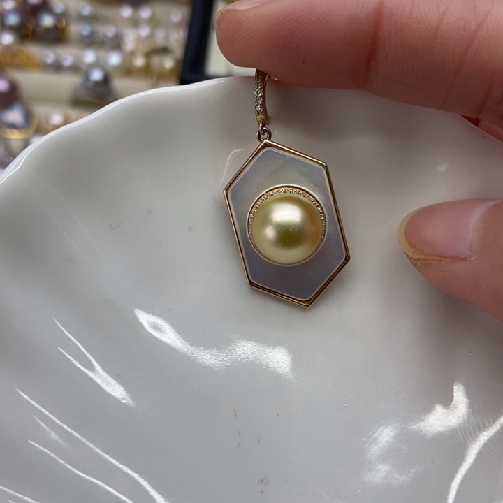 海水珍珠吊坠(不含链)银S925镶嵌