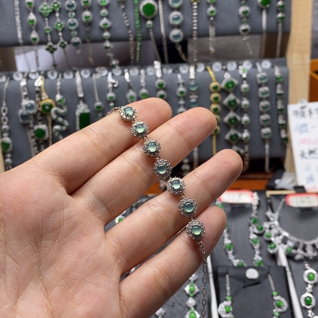 翡翠颈饰银S925镶嵌?****手链