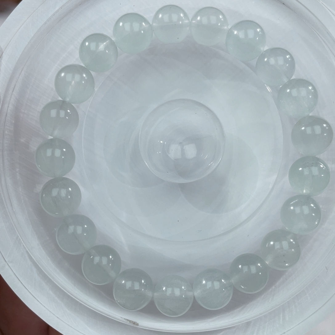 水晶未镶嵌手串005薄荷绿萤石9m+