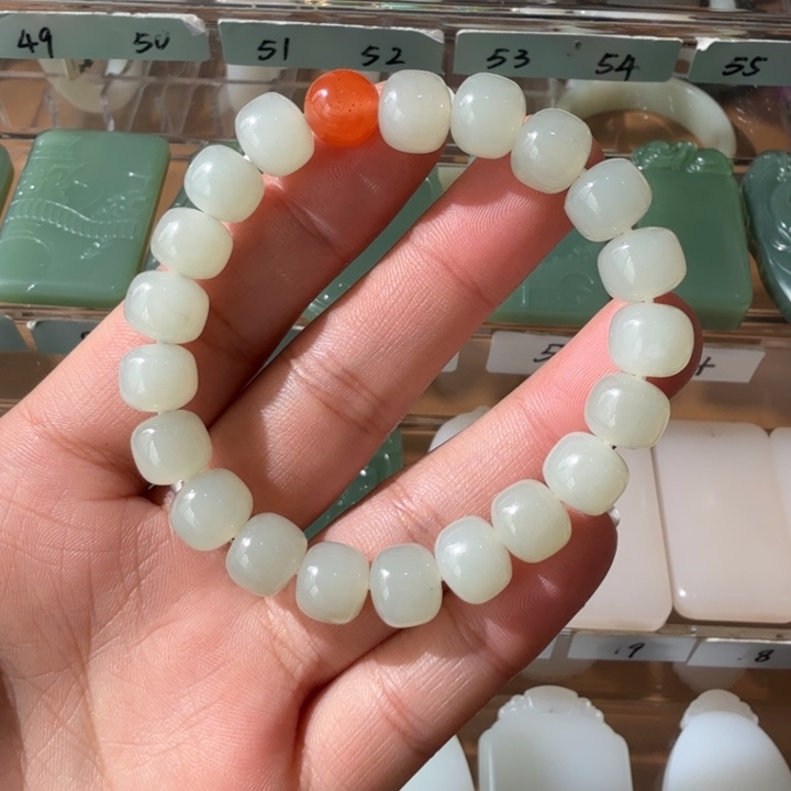 和田玉颈饰未镶嵌新疆和田玉9.5×8.3mm老型珠手串