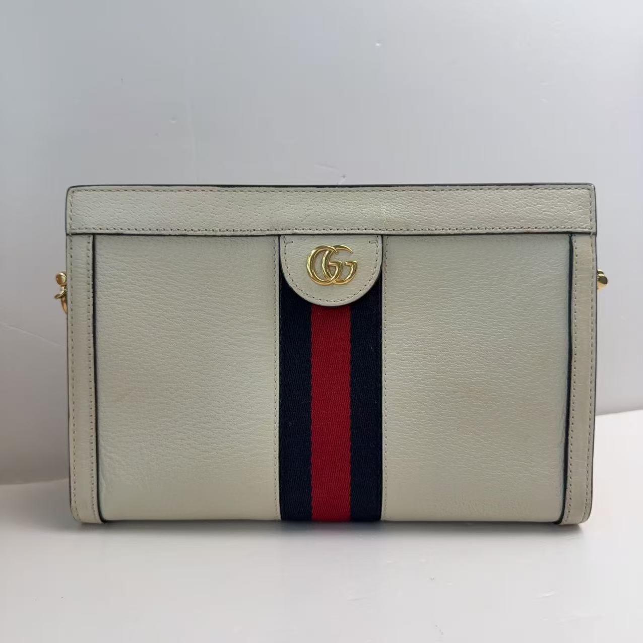 95新 GUCCI/古驰 古驰白色夹子百搭单肩包