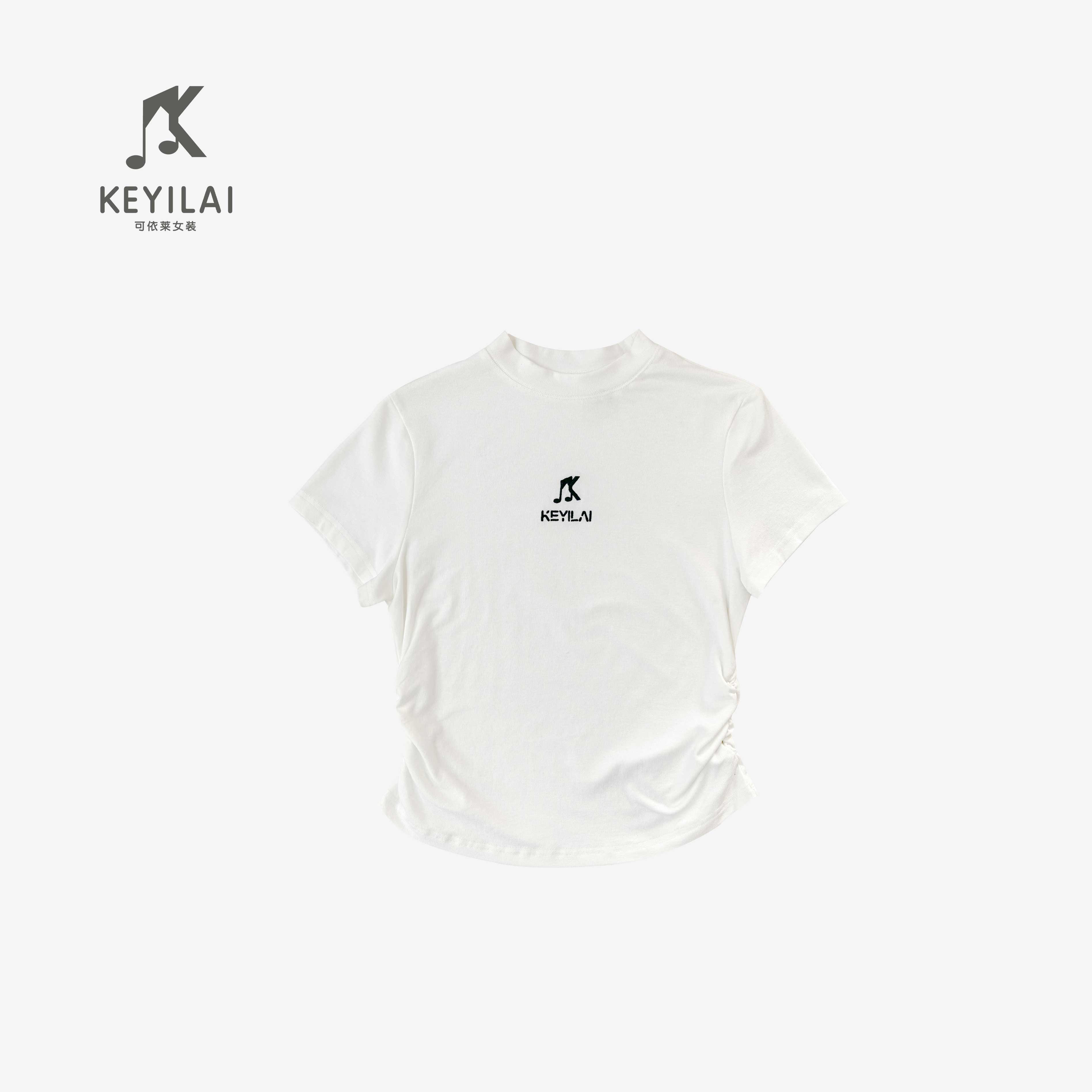 KYL可依莱-收腰刺绣百搭正肩紧身上衣T恤DQ6R0601