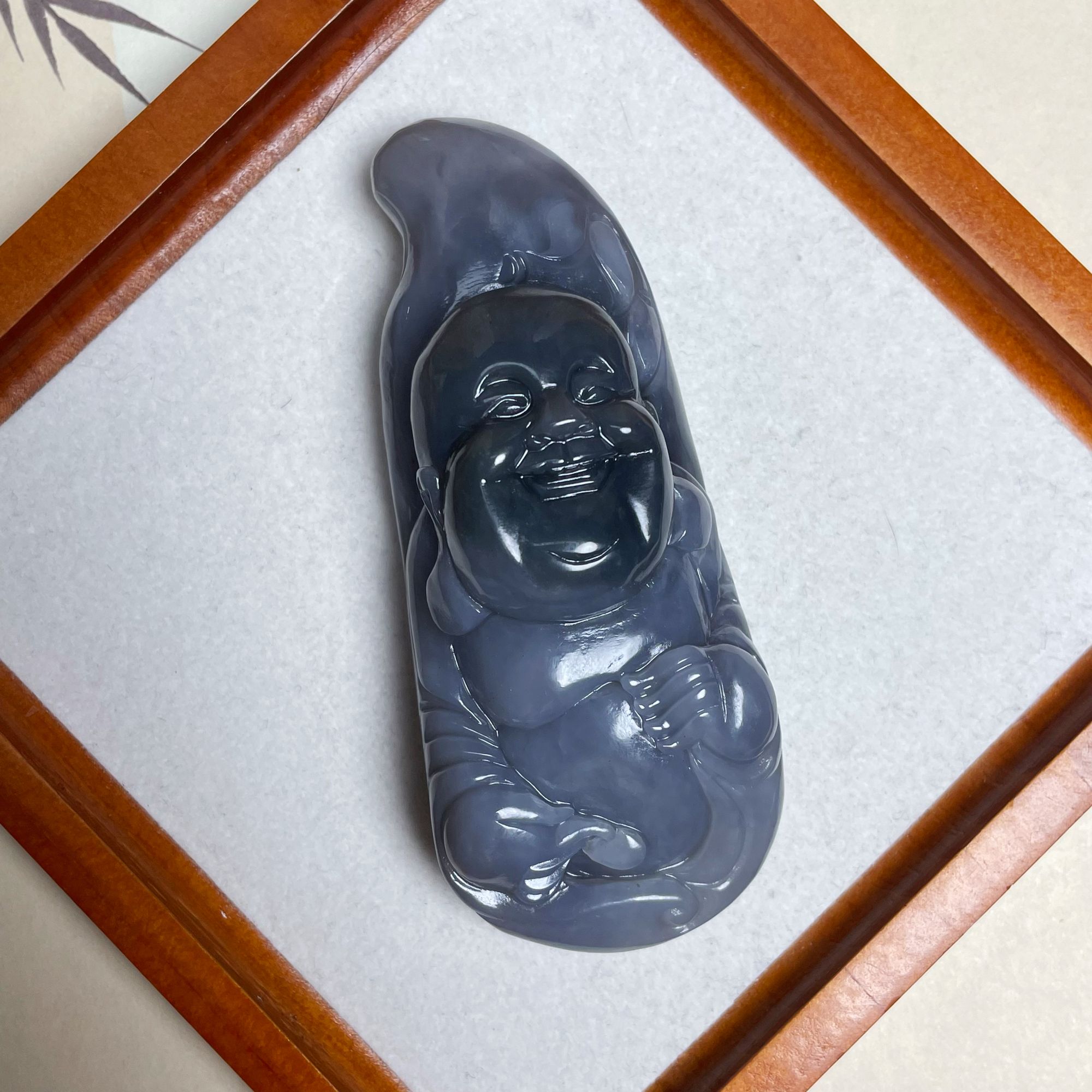 天然和田玉烟紫佛公吊坠精致雕刻油润细糯把件送朋友礼物