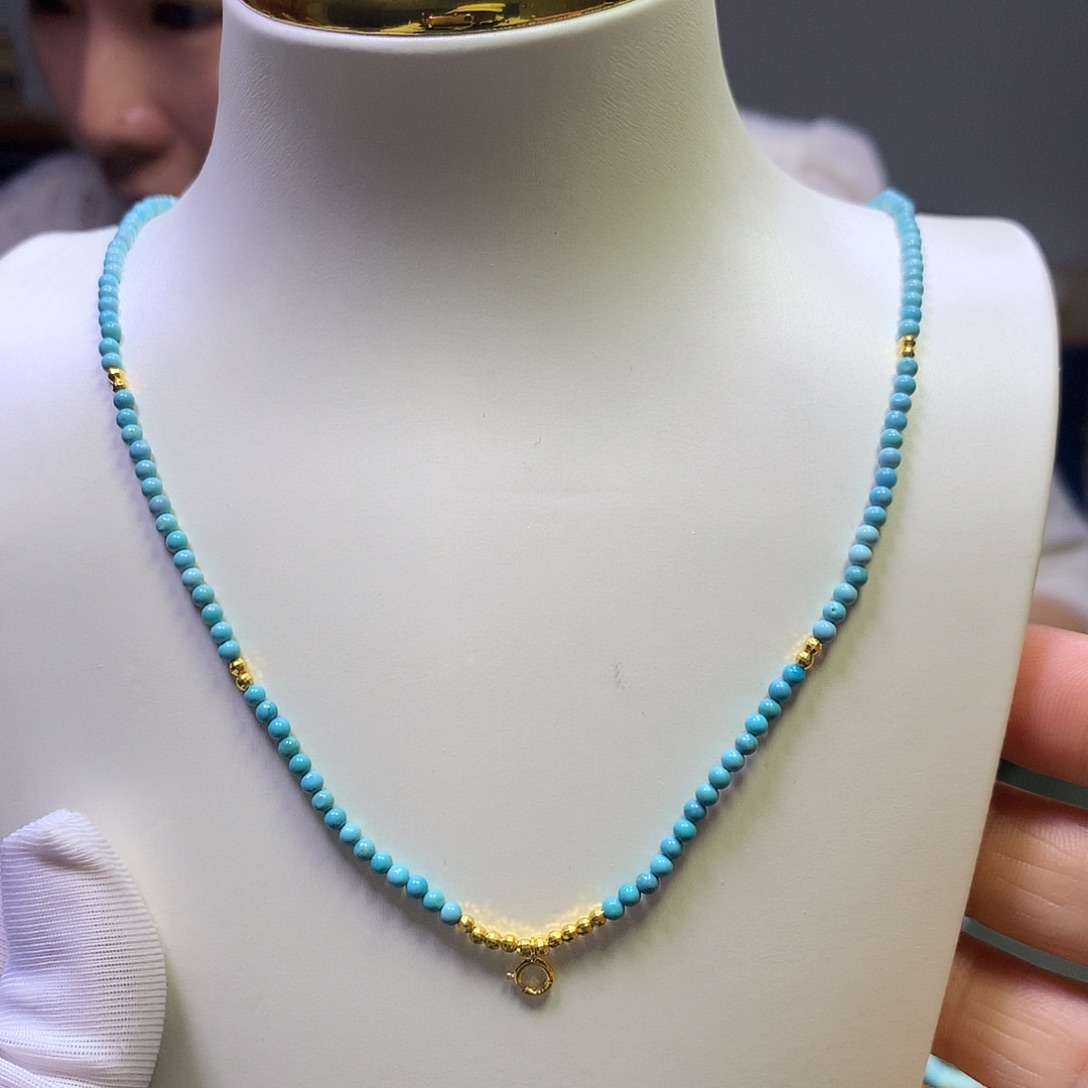 绿松石18K金镶嵌万能链