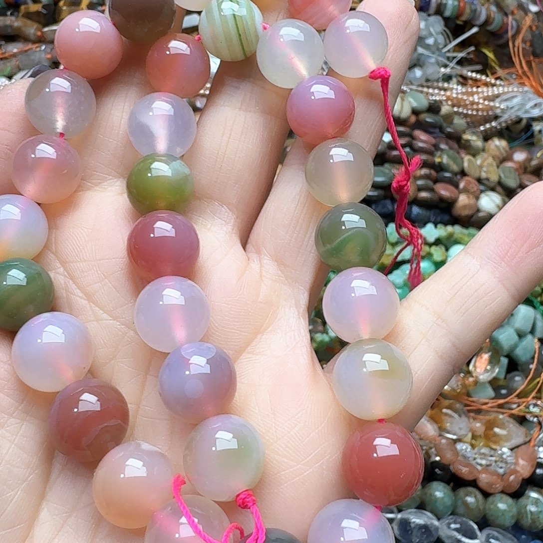 玛瑙/玉髓未镶嵌珠宝半成品一条12m盐源玛瑙