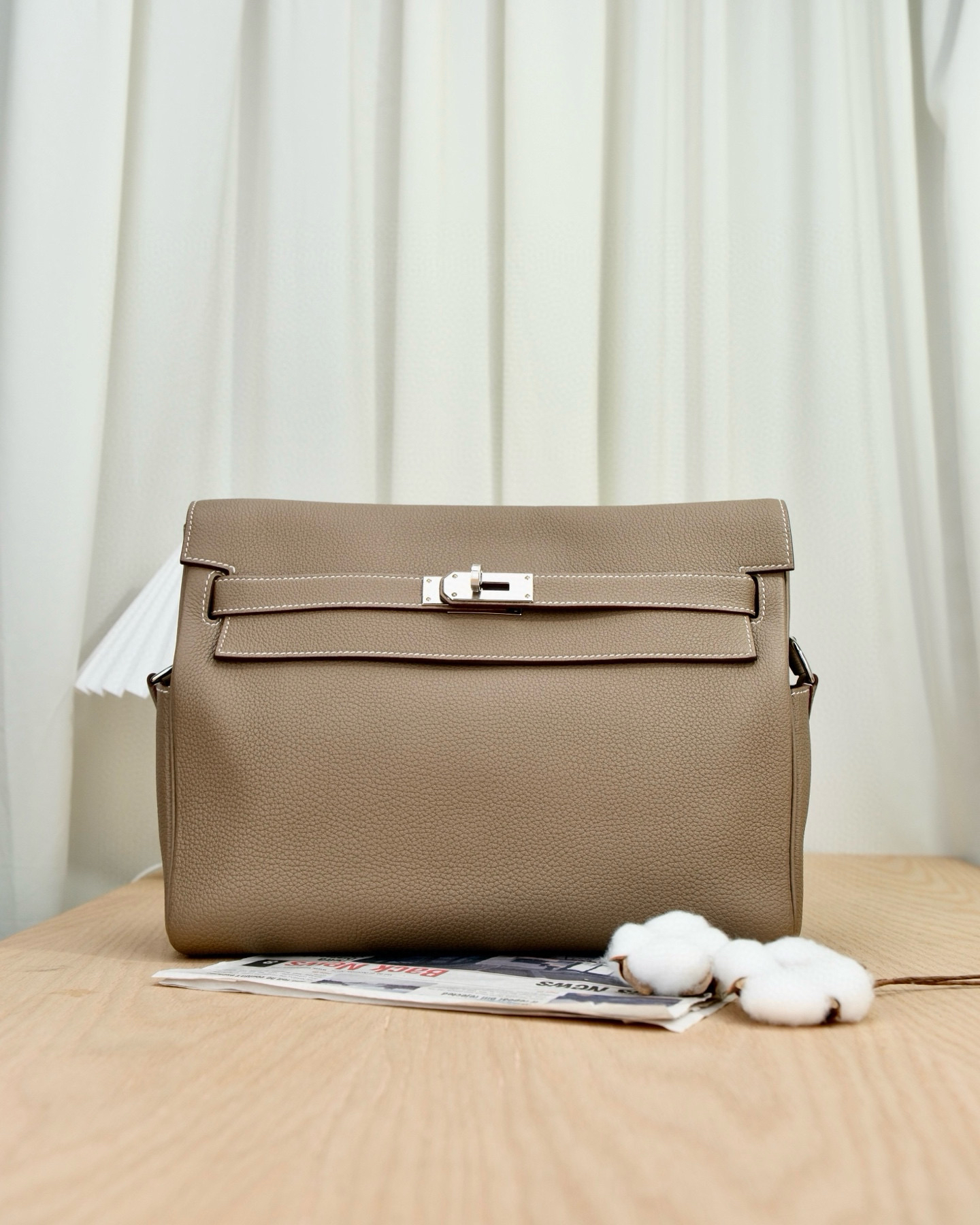 99新 Hermes/爱马仕 7206 hermes kelly 邮差大号大象灰