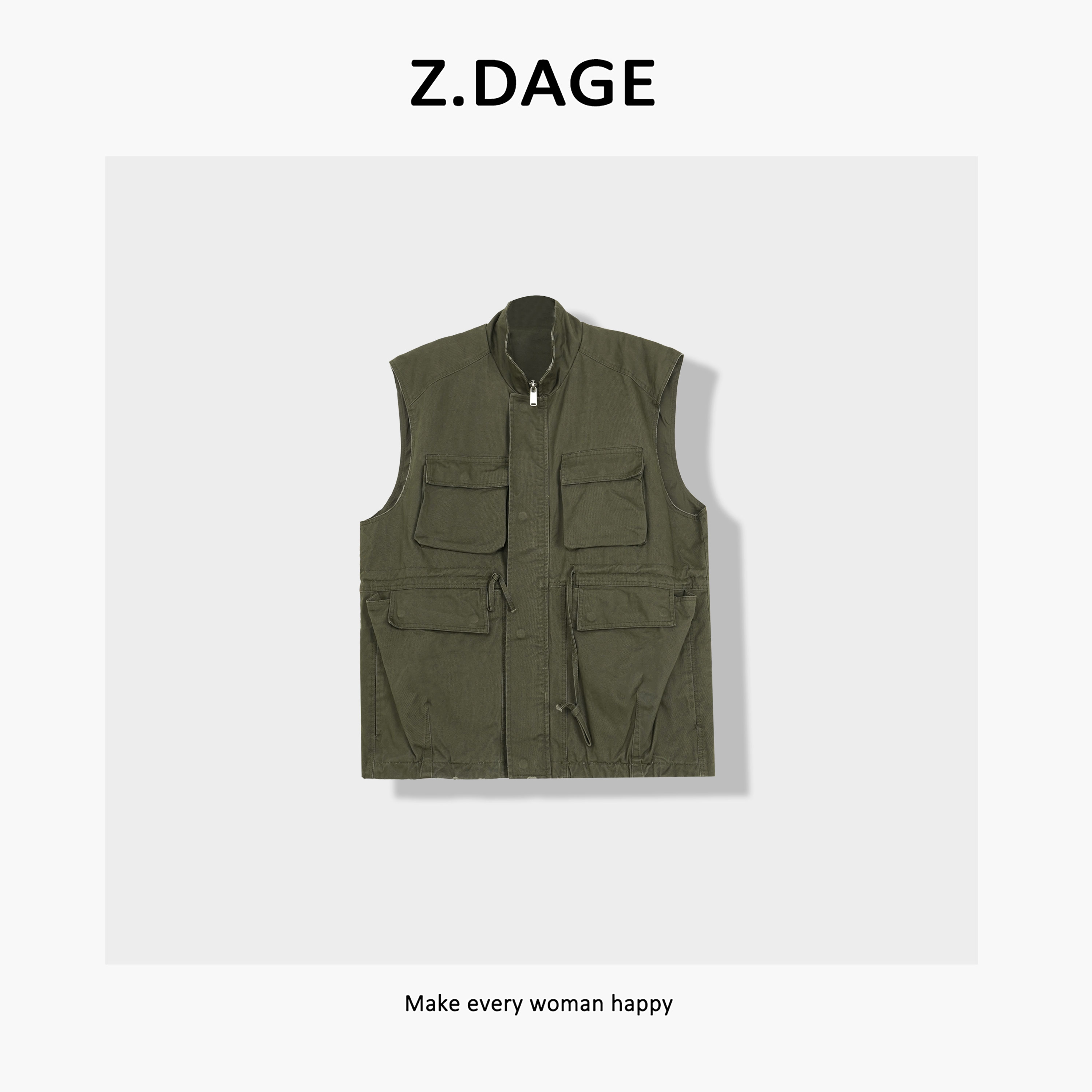 z.dage-‘工装女主’时尚街头潮牌穿搭工装风马甲-25009