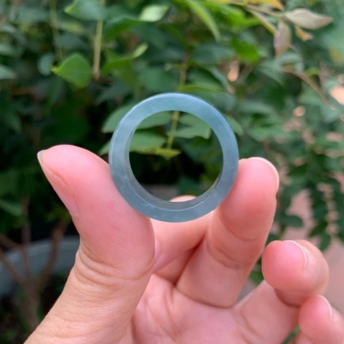 A货蓝水戒圈情侣款玉指环