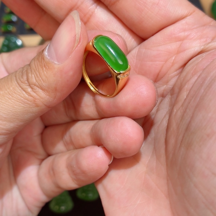 和田玉（碧玉）银S925镶嵌戒指