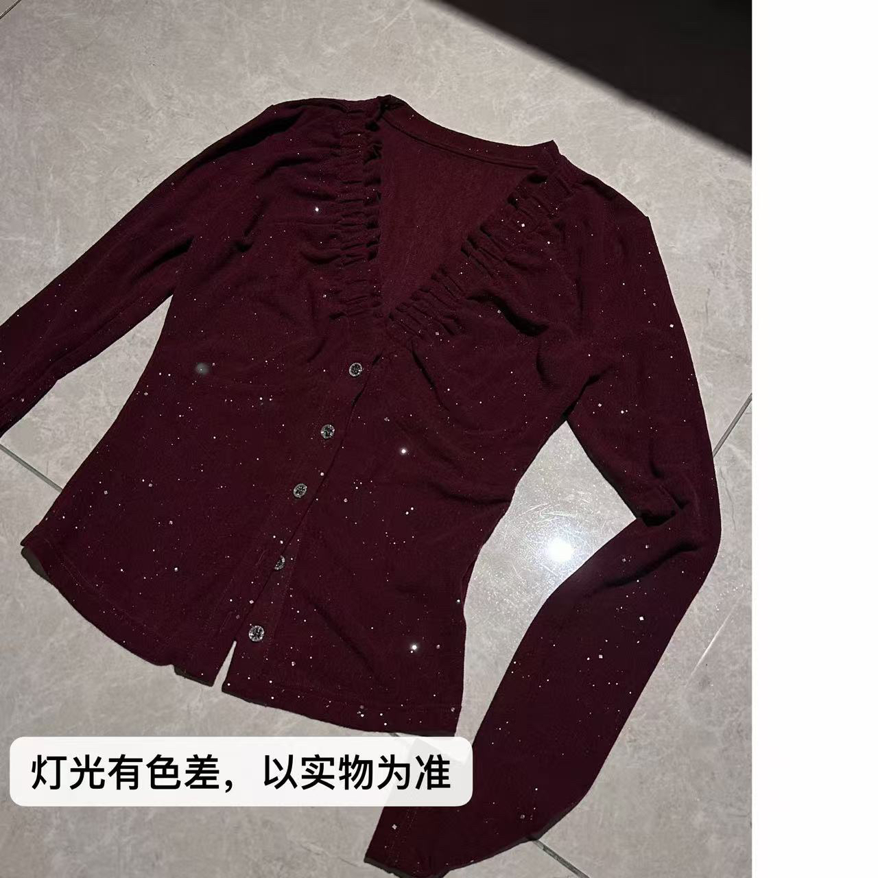 新色半透感 亮片修身上衣23998