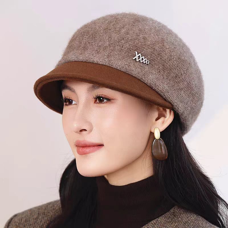 帽子女中老年帽子秋冬季女士保暖妈妈鸭舌帽贝雷帽时尚洋气百搭帽