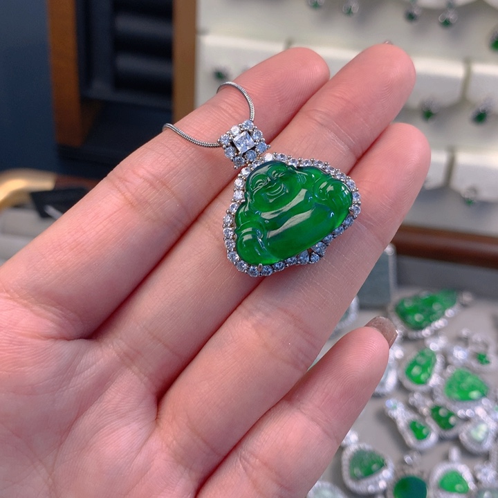 翡翠银S925镶嵌吊坠(不含链)