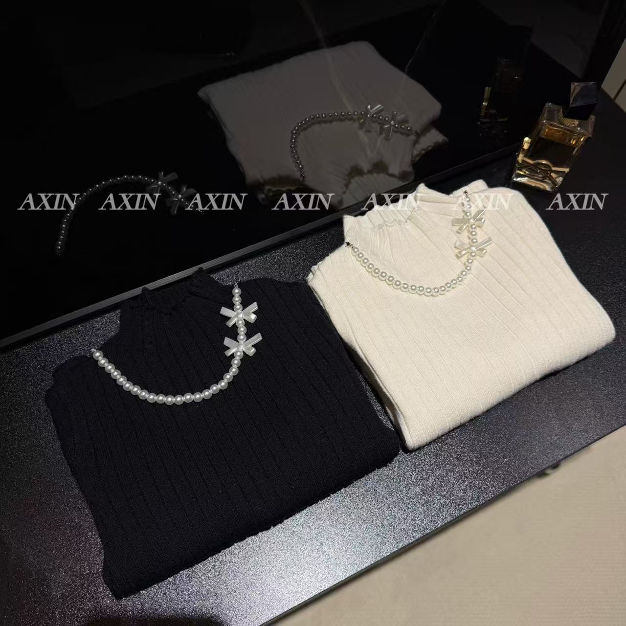 AXIN【赫本】原创手工珍珠项链可拆卸毛衣抗起球女童亲子秋冬