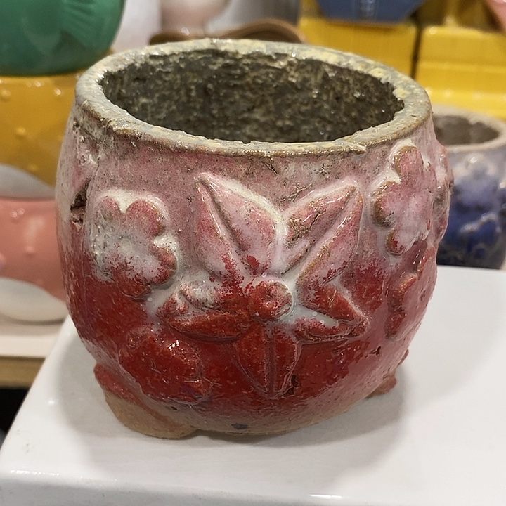 摆件陶陶盆有孔 瑕疵介意勿拍