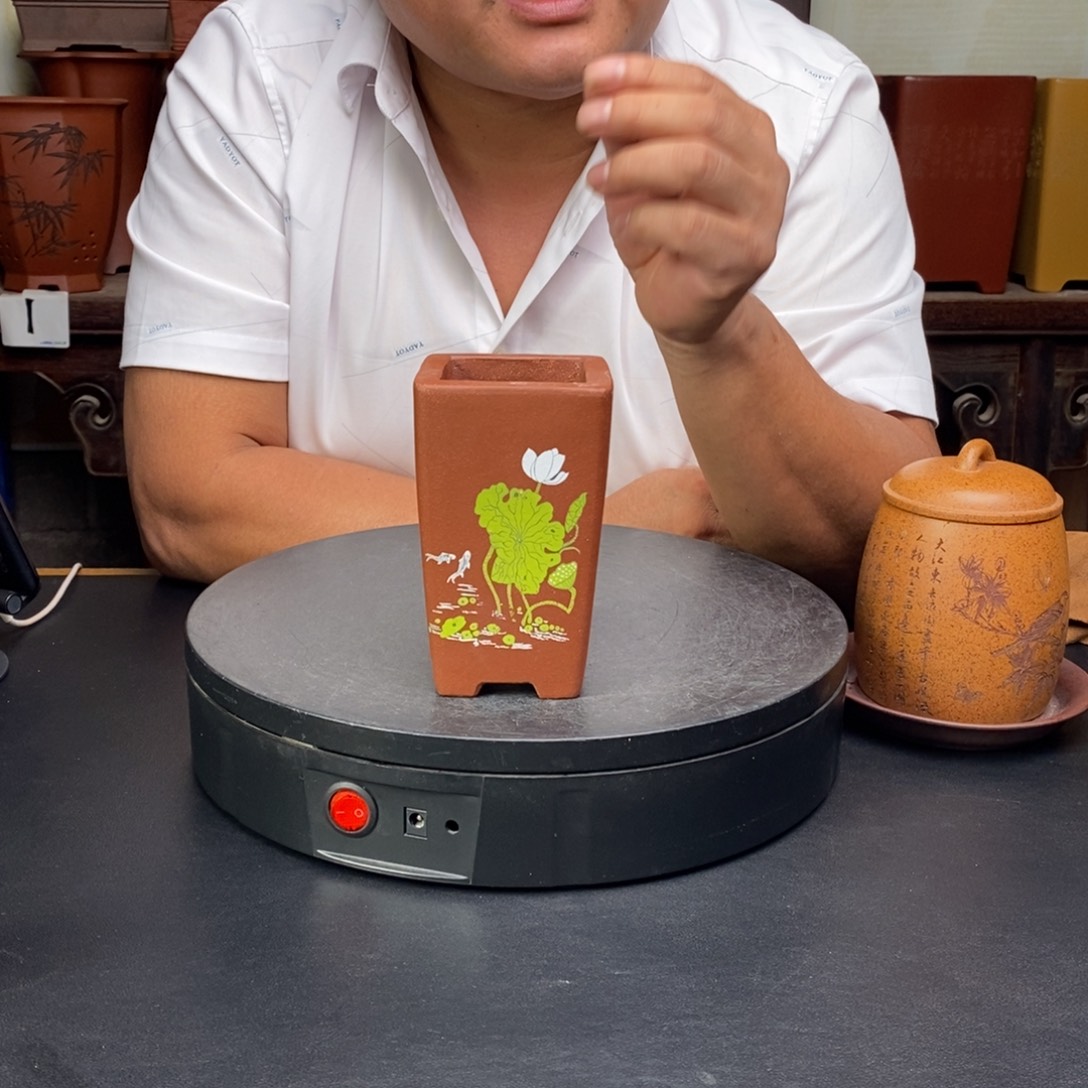 紫砂花盆货号一只红方鱼