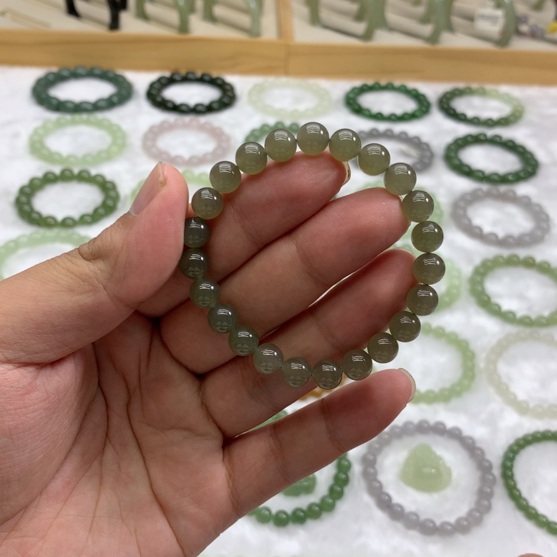 未镶嵌手串和田玉（冰藕灰7.7）